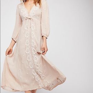 Free People light blush embroidered fable midi